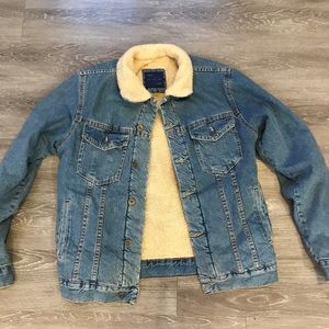 Fleece lined denim jacket